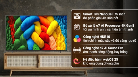 Smart Tivi NanoCell LG AI 4K 75 inch 75NANO80ASA