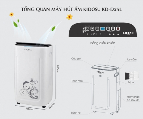 Máy Hút Ẩm Kidosu 25 Lít KD-D25L HÚT +SẤY