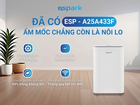 Máy hút ẩm kèm lọc không khí Espark ESP-A25A433F (25 lít/ngày, 60m2)