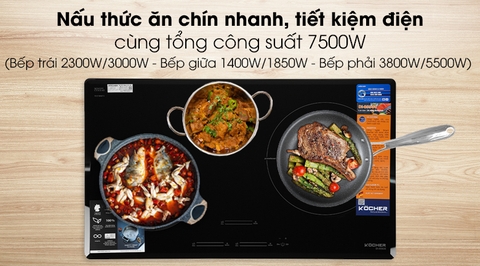 Bếp từ 3 vùng nấu lắp âm Kocher DI-855GE