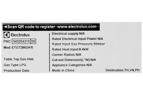 Bếp ga đôi Electrolux ETG7286GKR