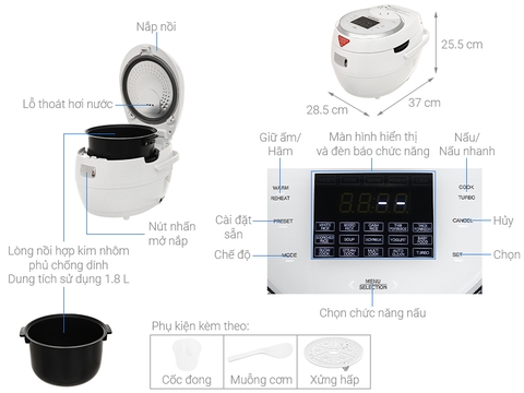 Nồi cơm điện tử Cuckoo 1.8 lít CR-1020F