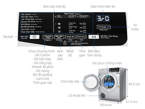 Máy sấy Electrolux 8 kg EDS805KQSA