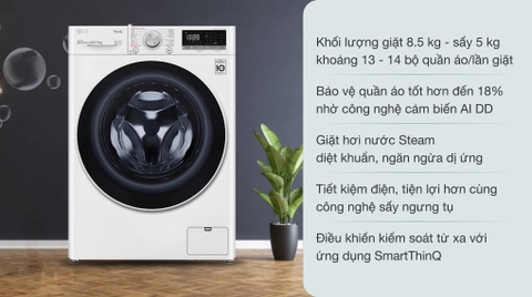MÁY GIẶT SẤY LG 1408G4W 8,5KG