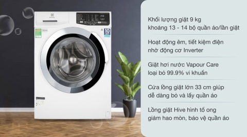 MÁY GIẶT ELECTROLUX 9KG TRẮNG 9025BQWA