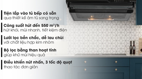 Máy hút mùi âm tủ Jenair 301-2M70BL