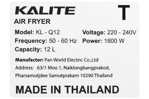 Lò chiên không dầu Kalite Q12 12 lít