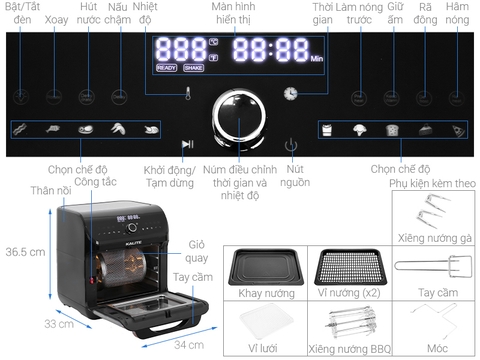 Lò chiên không dầu Kalite Q12 12 lít