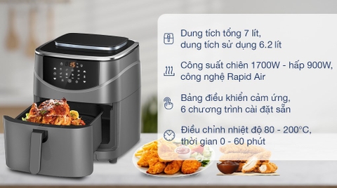 Nồi chiên không dầu kết hợp hấp Kalite STEAM 7 7 lít
