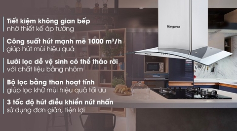 Máy hút mùi kính cong Kangaroo KG538