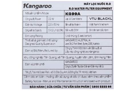 Máy lọc nước RO Kangaroo KG99A VTU 9 lõi