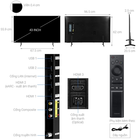 Smart Tivi Samsung 4K Crystal UHD 43 inch UA43AU8100