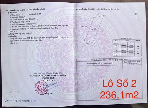 BĐS - Lô Số 2 XómHồng Sơn, xã Thượng Tân Lộc