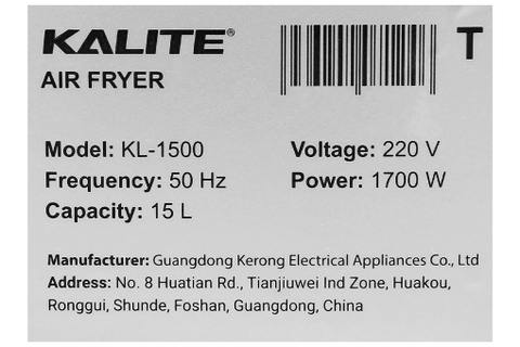 Lò chiên không dầu Kalite KL-1500 15 lít