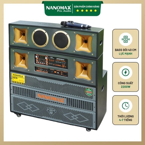 Loa Kéo Bình & Điện Nanomax Pro-215G Bass Đôi 40cm 2200w