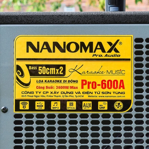 Loa Kéo Bình & Điện Nanomax Pro-600A Bass Đôi 50cm 3600w