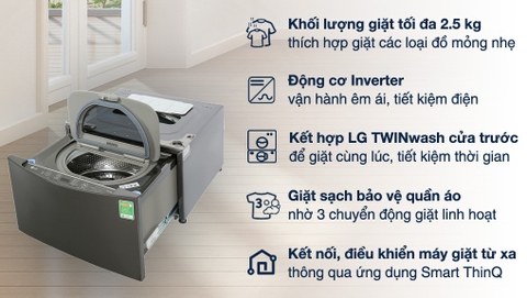 Máy giặt LG Mini Wash 2.5 kg TV2402NTWB