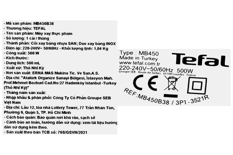Máy xay thịt Tefal MB450B38