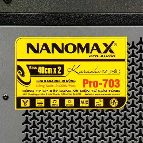 Loa Kéo Điện Nanomax Pro-703 Bass Đôi 40cm 2400w