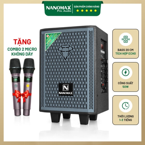 Loa Kéo Mini Nanomax S-100 Thùng đen Bass 20cm 50w