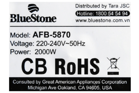 Nồi chiên không dầu BlueStone AFB-5870 5 lít