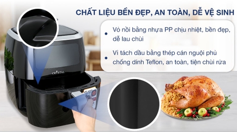 Nồi chiên không dầu Crystal AF7002A-N 6.8 lít