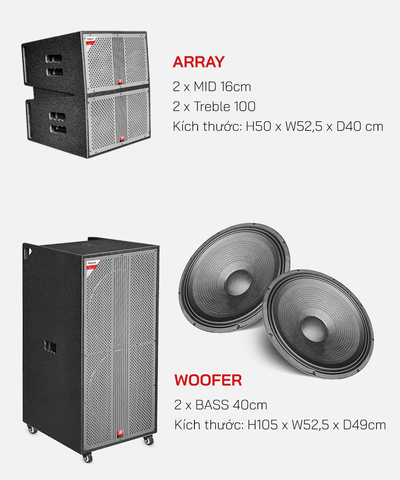 Loa Array di động Redsound R215AR Bass 4 tấc đôi