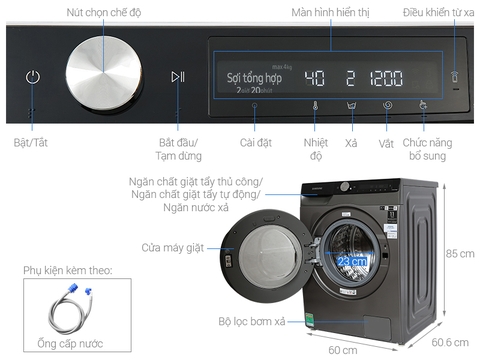 Máy giặt Samsung 10kg WW10T634DLX/SV AI Inverter