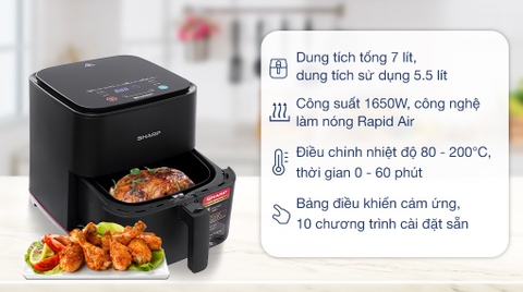 Nồi chiên không dầu Sharp KF-AF70EV-BK 7 lít