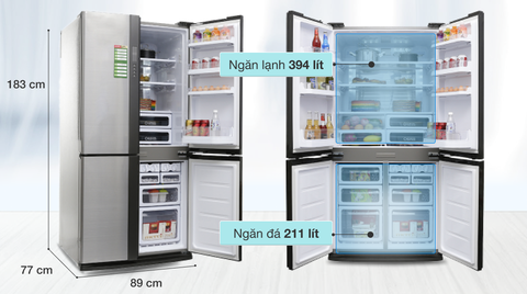 Tủ Lạnh Sharp Inverter 605 lít SJ-FX680V-ST