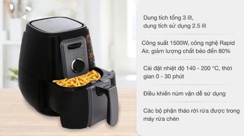Nồi chiên không dầu Sunhouse SHD4025B 3 lít