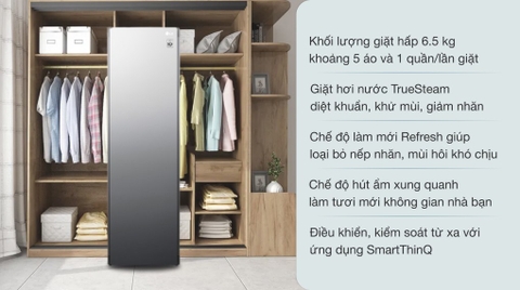 Tủ chăm sóc quần áo thông minh 5 móc LG Styler màu gương kính S5MB
