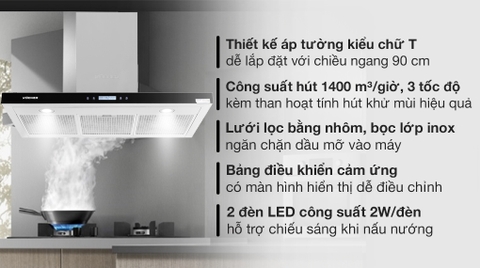 Máy hút mùi áp tường Kocher K-225C 90