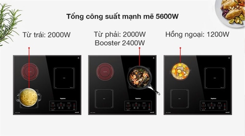 Bếp từ hồng ngoại ba vùng nấu lắp âm Nagakawa NAG1253M