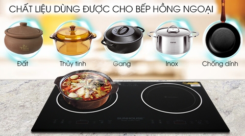 Bếp hồng ngoại đôi lắp âm Sunhouse SHB9112MT