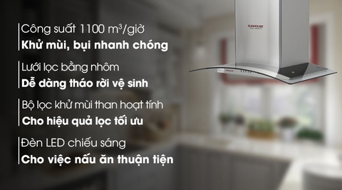 Máy hút mùi kính cong Sunhouse SHB6629 70C