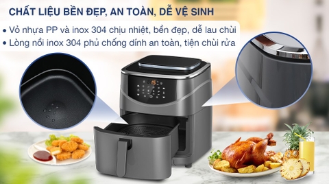 Nồi chiên không dầu kết hợp hấp Kalite STEAM 7 7 lít