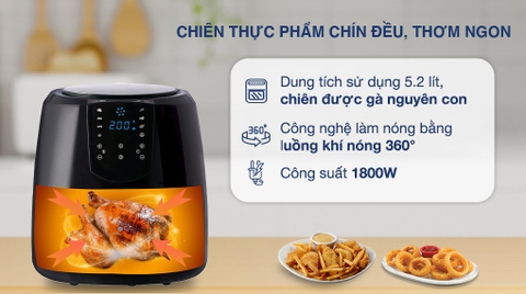 Nồi chiên không dầu Lock&Lock EJF357BLK 5.2 lít