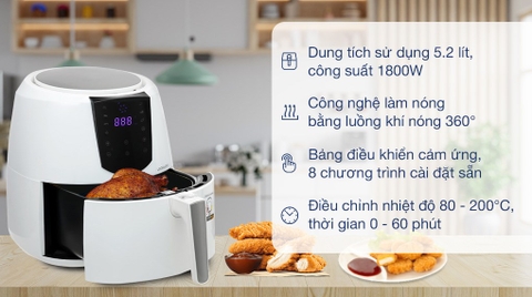 Nồi chiên không dầu Lock&Lock EJF357WHT 5.2 lít