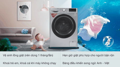 MÁY GIẶT LG 8.5KG MÀU XÁM 1408S4V