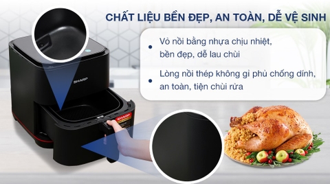 Nồi chiên không dầu Sharp KF-AF70EV-BK 7 lít