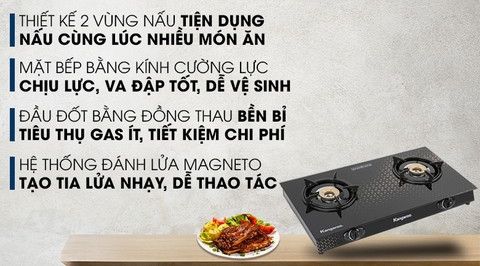 Bếp ga đôi Kangaroo KG8G1C