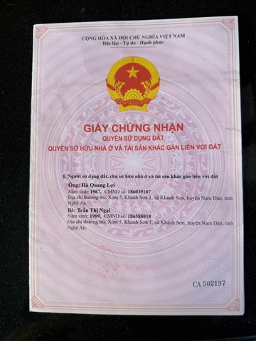 BĐS BÌA ĐỎ DL KHÁNH SƠN