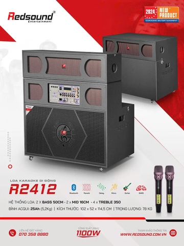 Loa gập di động Redsound R2412 Bass đôi 5 tấc gập