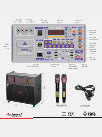 Loa Karaoke di động Redsound R2410 Bass 5 tấc đôi