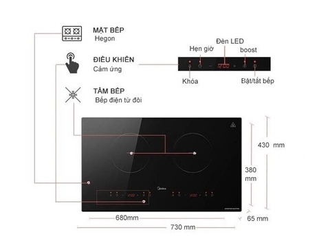 Bếp điện từ đôi Midea MC-ID358
