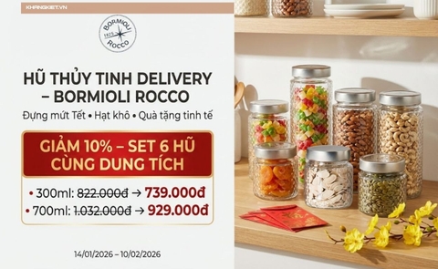 🔔 KHUYẾN MÃI TẾT 2026: GIẢM 10% SET 6 HŨ THỦY TINH DELIVERY – BORMIOLI ROCCO
