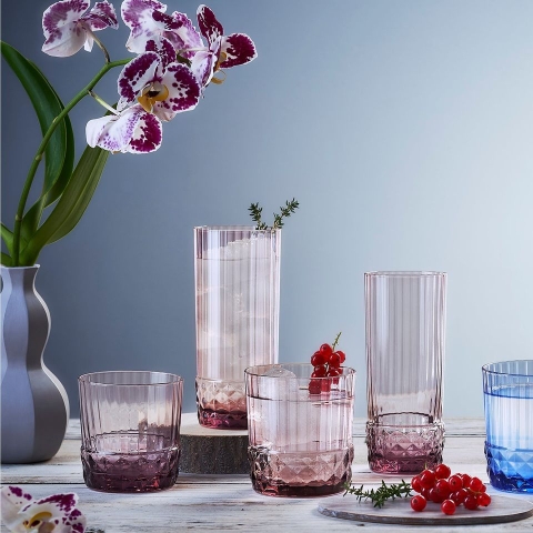 Ly Thủy Tinh America 20s Bicchiere Rocks 30cl Màu Hồng