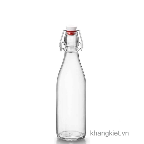 Chai thủy tinh tròn nắp cài kín hơi Giara 500ml, 1 Lít