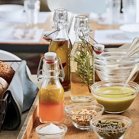 Chai thủy tinh tròn nắp cài kín hơi Giara 500ml, 1 Lít